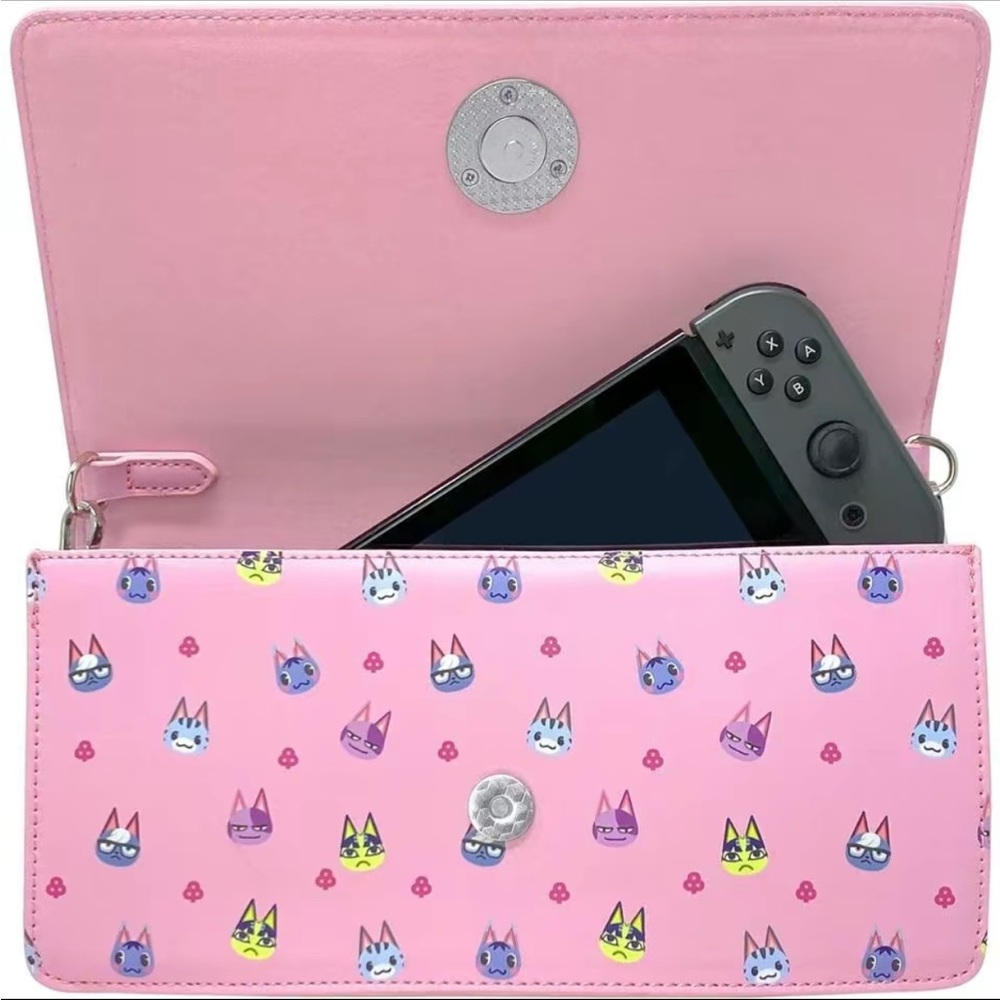 NWT Animal Crossing Pink Cats Meow Nintendo Switch Carrying Case Crossbody Bag - Picture 2 of 8